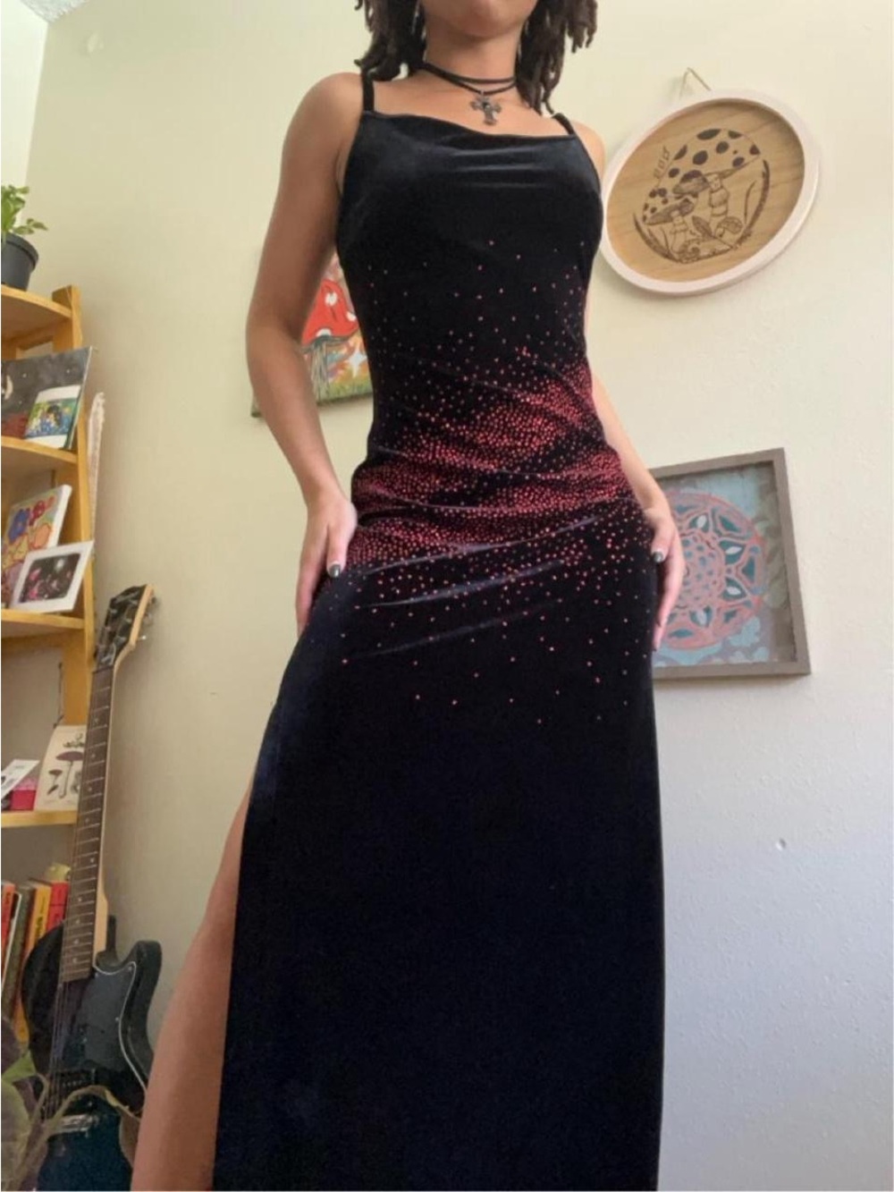 velvet maxi dress 🕷️